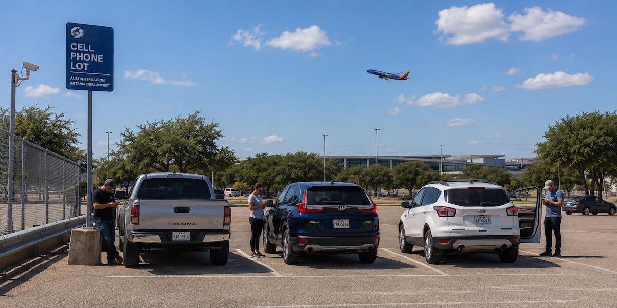 AUS Cell Phone Waiting Lot — free pickup parking at Austin-Bergstrom International Airport