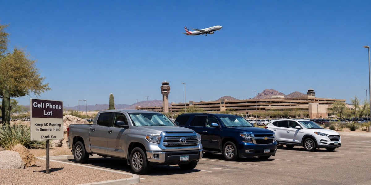 PHX Cell Phone Waiting Lot — free pickup parking at Phoenix Sky Harbor International Airport